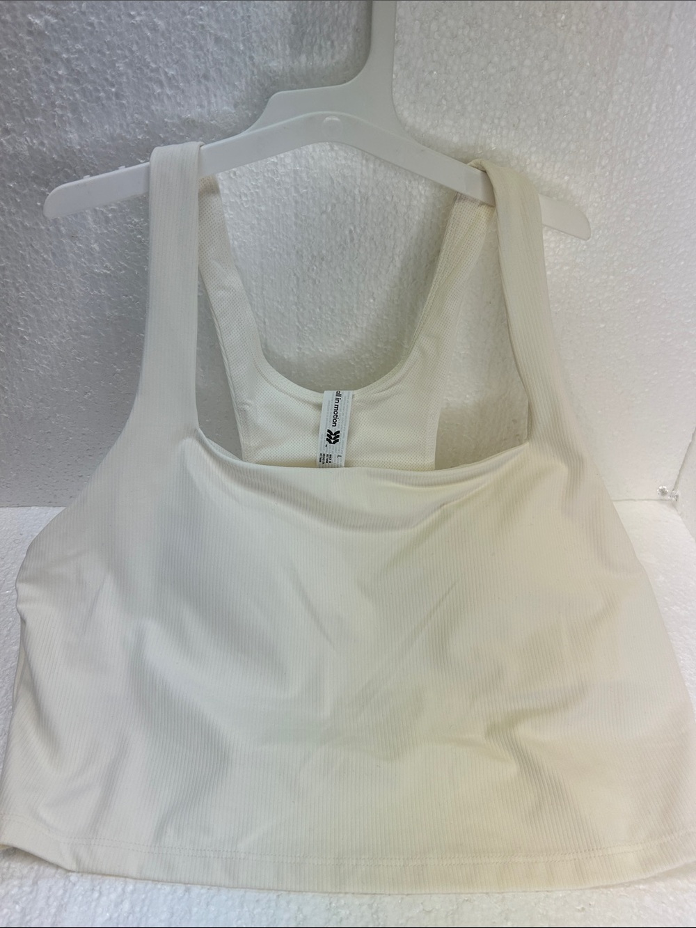 all in motion Cream Ribbed Scoop-Back Crop Tank Top